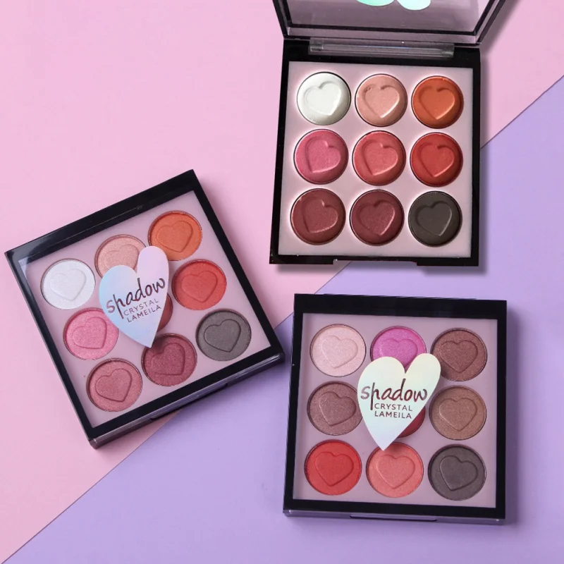 Милое сердце, 9 цветов, матовые блестящие тени для век, палитра, стойкие водостойкие тени для век, новинка