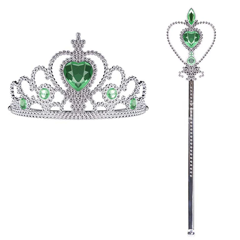 Accessories 1 Зеленое платье принцессы Анны для маленьких девочек; вечерние платья Анны с вышитыми открытыми плечами и цветочным рисунком; детская одежда для костюмированной вечеринки; летний нарядный костюм - Цвет: Accessories 1