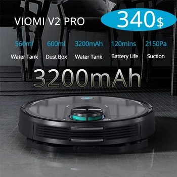 شراءمجاني ضريبة VIOMI V2 برو جهاز آلي لتنظيف الأتربة 550 مللي خزان المياه الكهربائية 2100Pa 2 في 1 للحيوانات الأليفة الجاف الرطب تنظيف الشعر التطهير ماستر