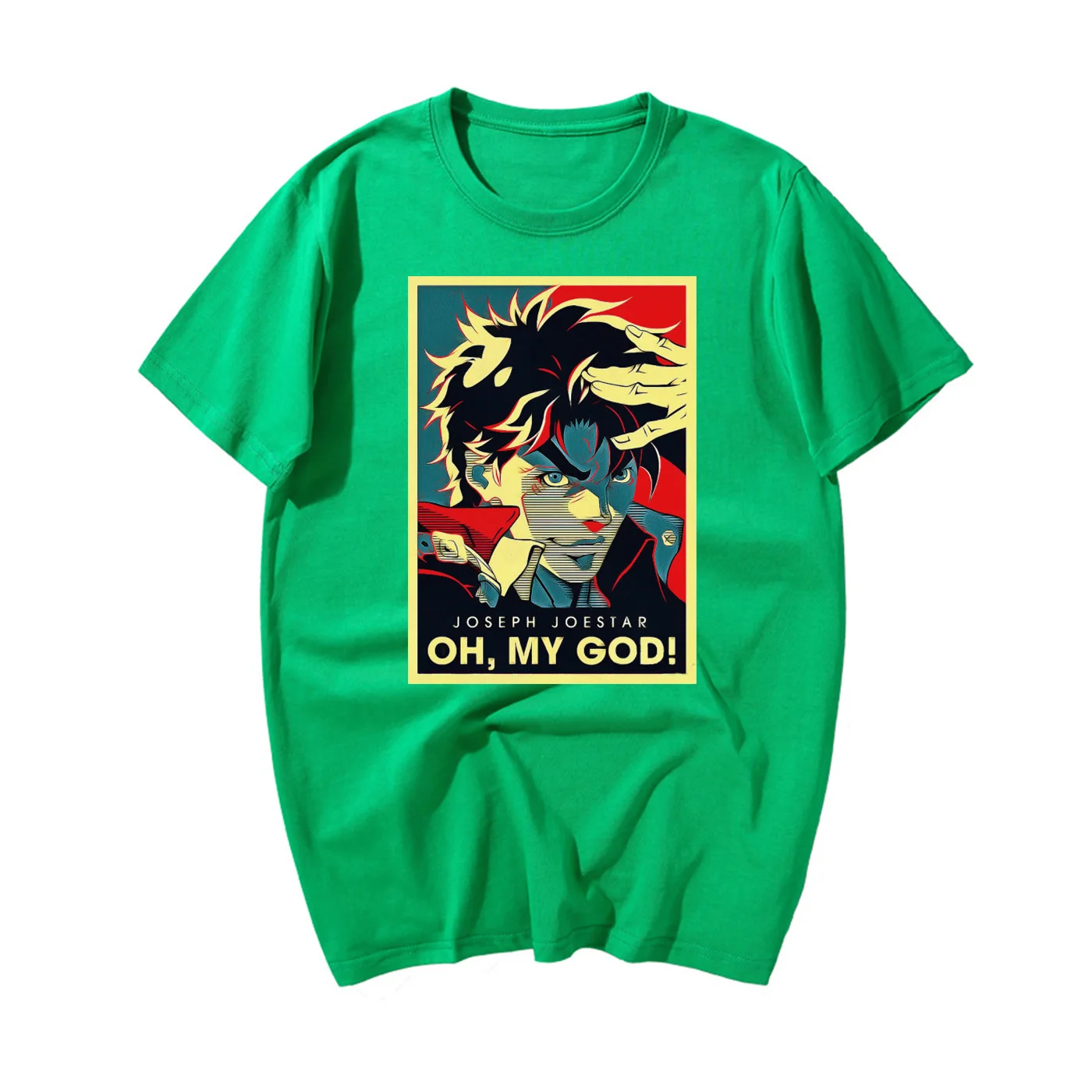 Летняя крутая футболка Jojo Необычные Приключения Винтажная Футболка Joestar Joseph OH MY GOD с надписью модная повседневная футболка с коротким рукавом для мужчин - Цвет: Green 6
