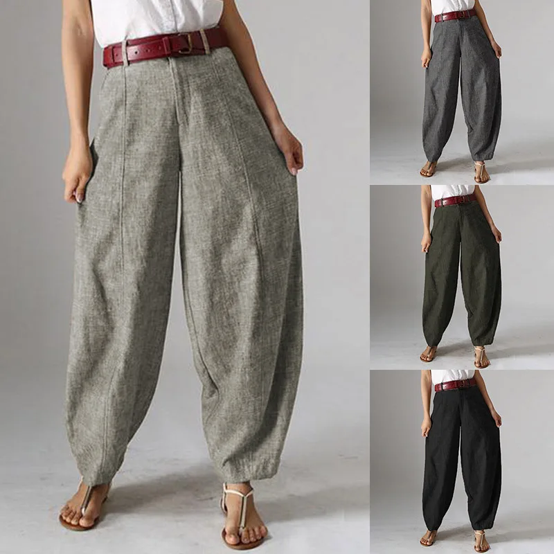 Женские осенние брюки ZANZEA, повседневные мешковатые штаны-шаровары, винтажные Панталоны с молнией спереди, укороченные штаны для женщин, большие размеры