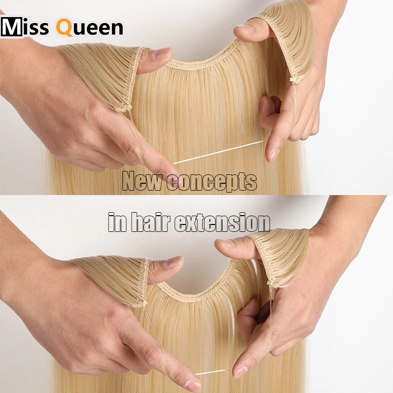 MISS QUEEN невидимая проволока, без зажима, одна штука, Halo, накладные волосы, накладные волосы, синтетические волосы для женщин
