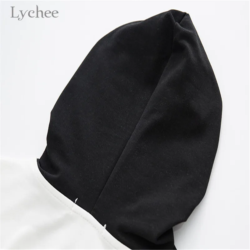 Lychee, Harajuku, с вышитыми буквами, лоскутные женские толстовки с капюшоном, хлопковые милые женские пуловеры, весна-осень, женские топы