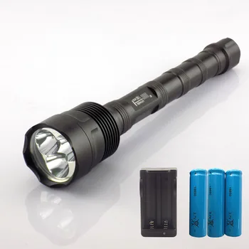 

T6 2000lm Flash Light Torch Lamp Linterna Searching LED Flashlight Tactical Outdoor Recargable 3*18650 Battery With Charger