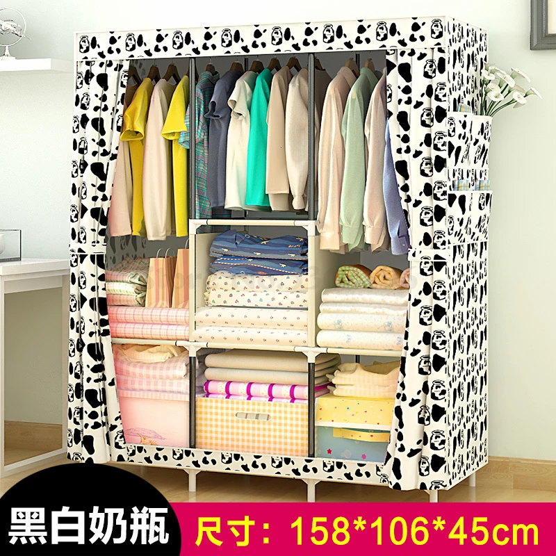 Simple Wardrobe Fabric Simple Modern Bedroom Economical Reinforcement Overall Wardrobe Household Cloth Wardrobe - Цвет: Оранжевый
