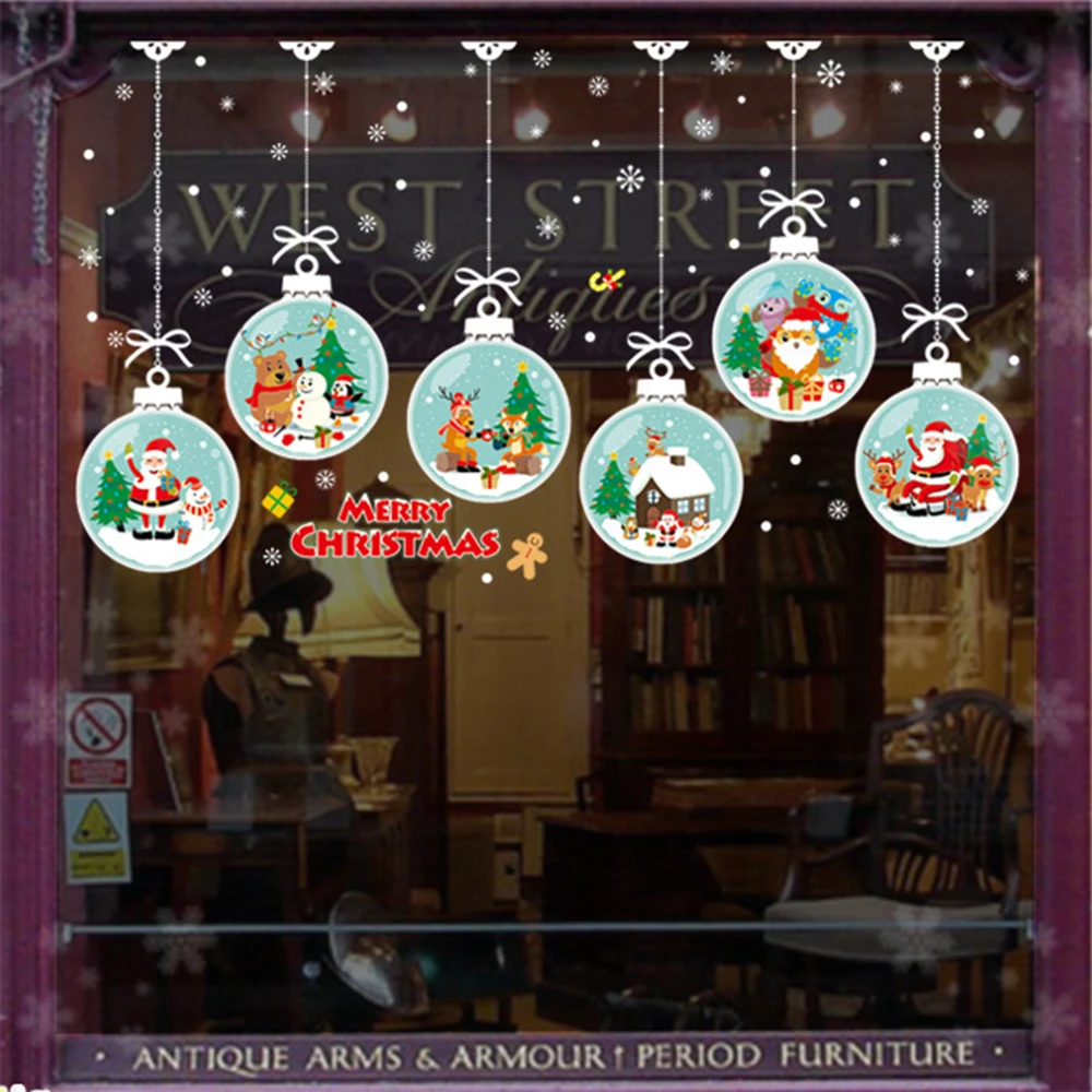 Рождественские украшения для дома НОВОГОДНИЕ ПОДАРКИ стеклянные окна спальни съемные декоративные рождественские наклейки на стену натальные
