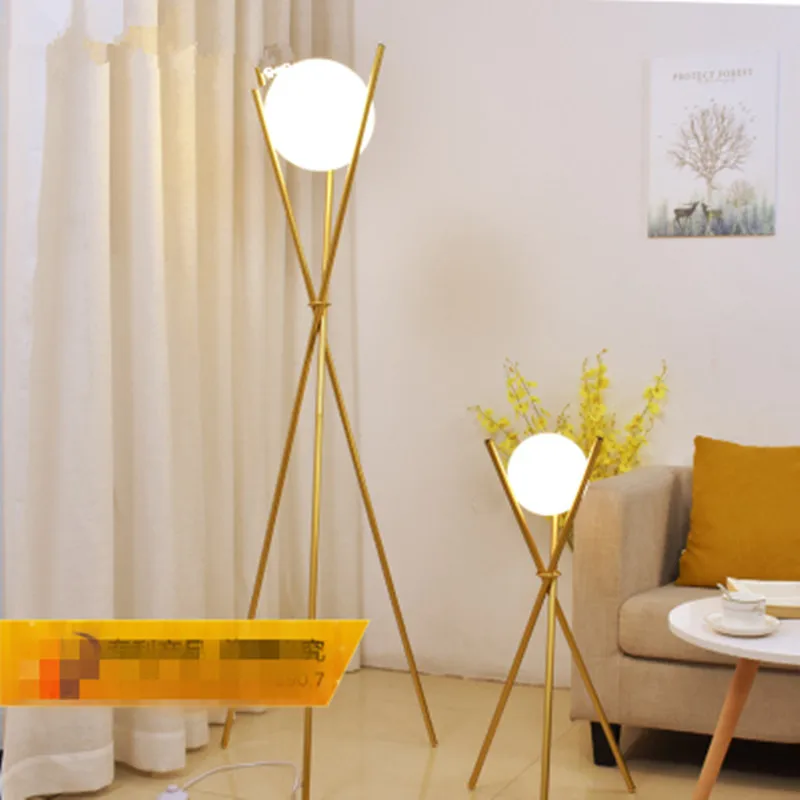 Современный стеклянный шар Золотая Напольная Лампа домашний декор штатив