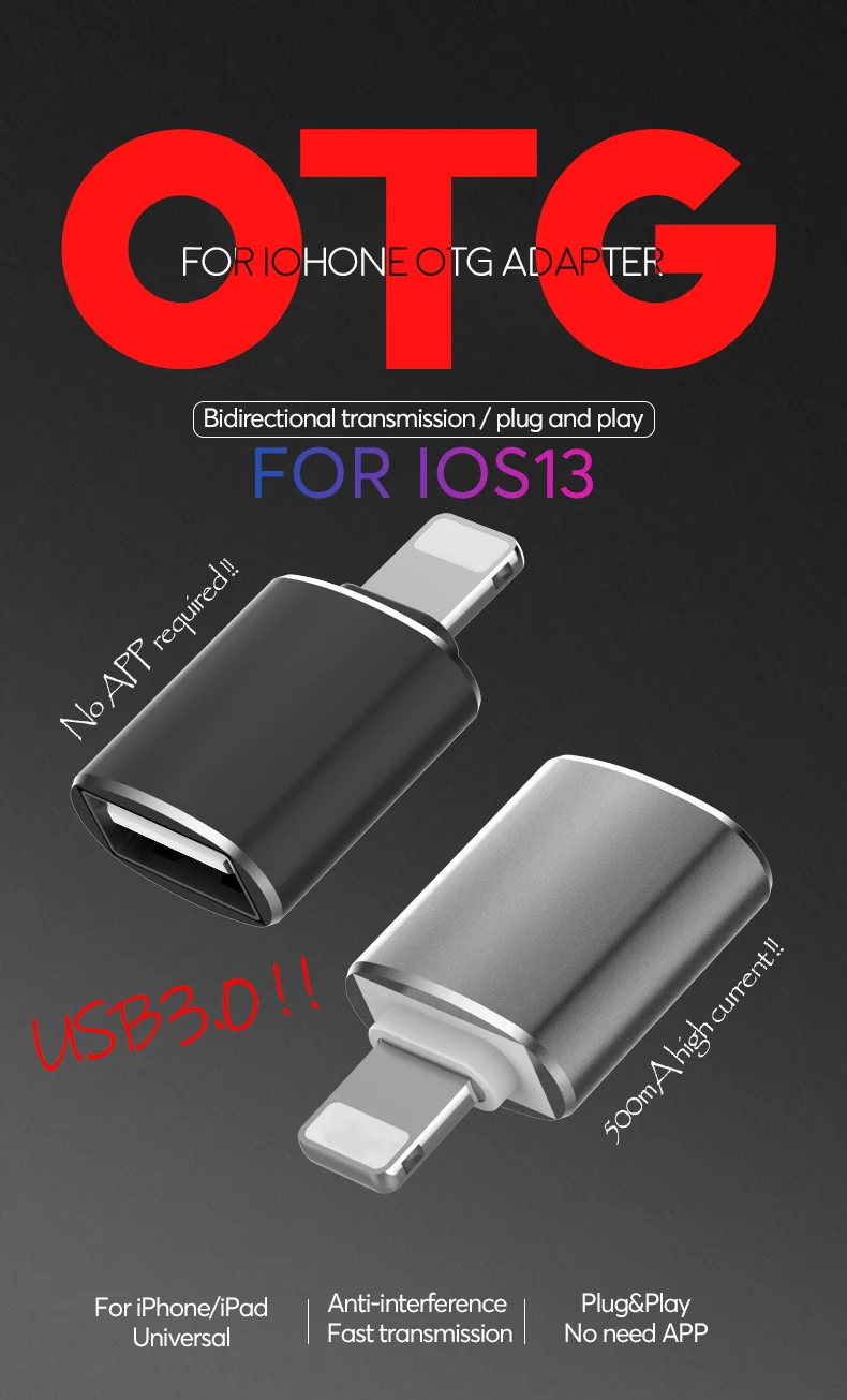 UTHAI D37 Lightning-USB OTG адаптер для Iphone Ipad USB конвертер для камеры для чтения карт Lightning USB3.0 разъем