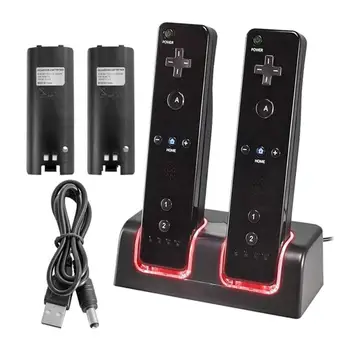 

New Remote Controller Dual Charging Dock Station + 2x 2800mAh Battery Pack for Nintendo Wii gamepad charger with LED light