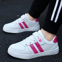 Новинка года; Детские кроссовки на шнуровке для скейтборда; кожаная дышащая водонепроницаемая Повседневная прогулочная обувь; цвет белый, розовый; спортивная обувь для мальчиков на плоской подошве