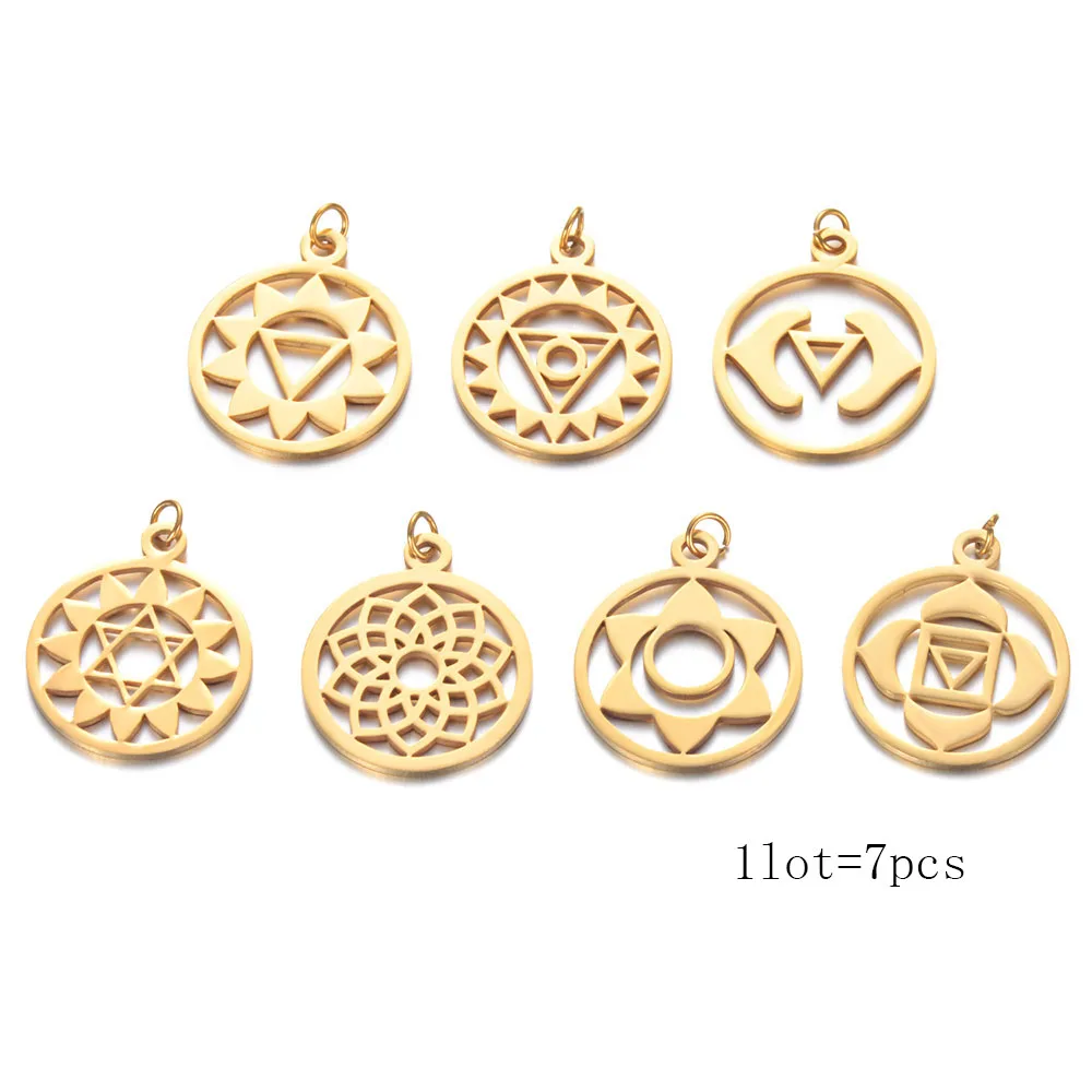 Подвеска в виде чакры золотого цвета 7 шт./лот смешанные Подвески для медитации