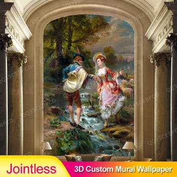 

Jointless 3D Custom Photo Murals Large Size Wallpaper European Style Classical Wallpapers Lover Oil Paintings For Decorative