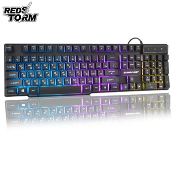 

Wired Gaming Keyboard 104 Keys Backlit LED Russian Keyboards Waterproof Mechanical Feel Gamer Keyboard For Computer Laptop PC