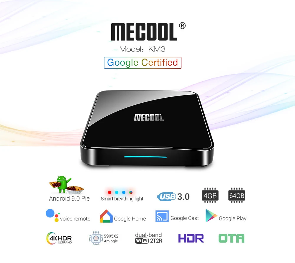 Google сертифицированных MECOOL ТВ Box Android 9,0 KM9 PRO Android ТВ 9,0 4 GB Оперативная память 32 GB Amlogic S905X2 4 K голос 2,4G 5G Wi-Fi BT4.0 KM9 A ТВ