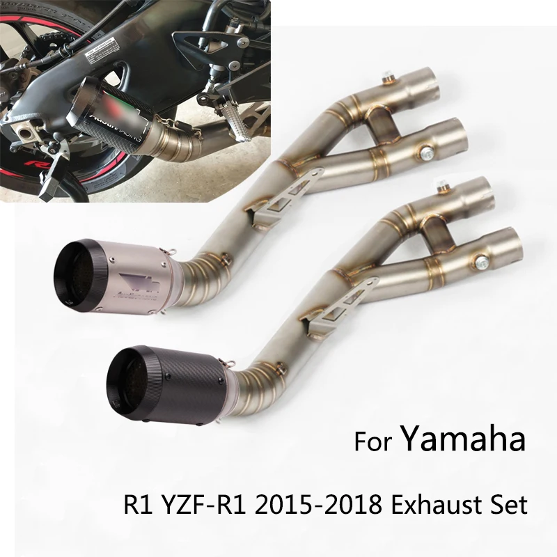 Коротышка 61 мм комплект для выхлопной системы для Yamaha R1 YZF-R1 Мотоцикл Средний глушитель трубы со съемным дБ убийца скольжения на