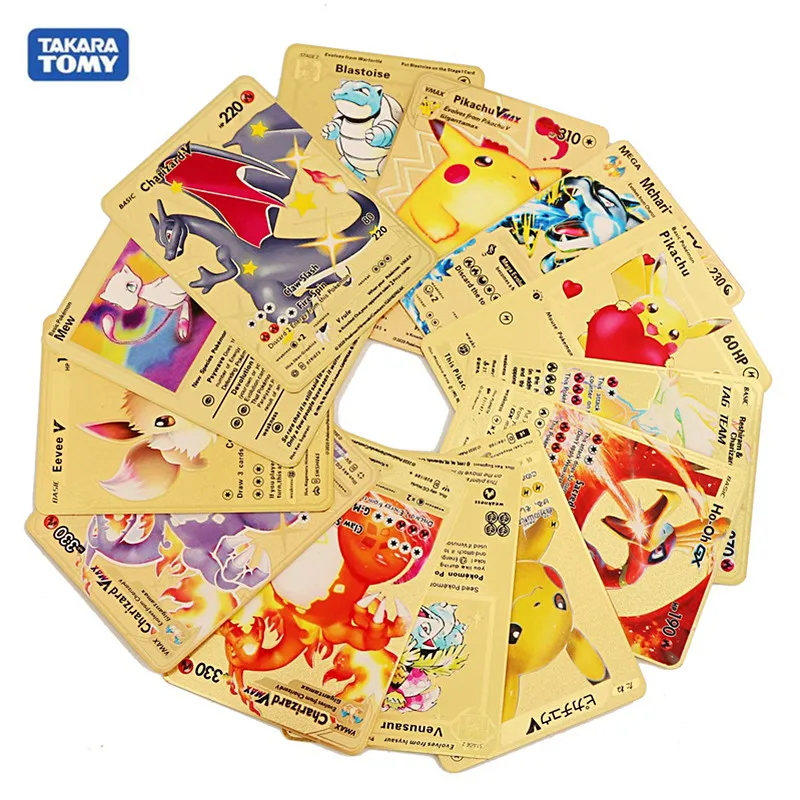 Tarjetas de Pokémon Vmax GX de Metal para niños, PIKACHU Charizard Golden Vmax, colección de tarjetas de regalo, novedad de 2021, tarjetas de juego de colección