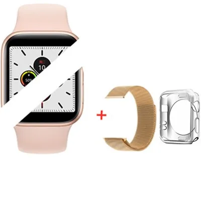 IWO 12 Bluetooth Смарт часы 1:1 SmartWatch 44 мм чехол для Apple iOS Android сердечного ритма ЭКГ IP68 Водонепроницаемый IWO 11 IWO 10 Обновление - Цвет: pink strap steel