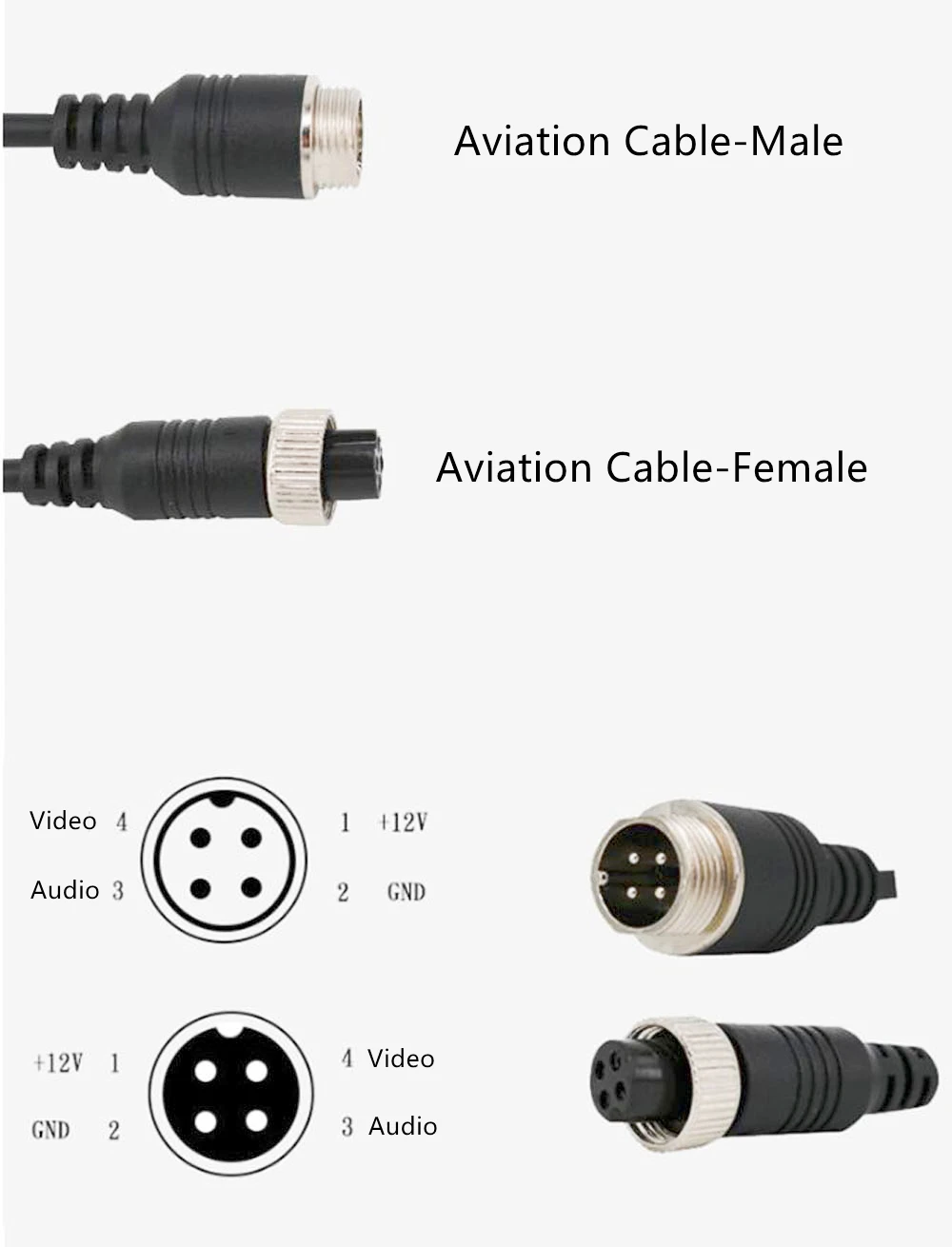 4 Pin Car Aviation Cables 3/5/10/15/20M Extension Video Power Audio Cords for Truck/Trailer/Bus/Motorhome