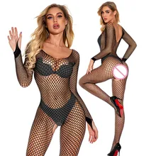 

Women Erotic Bodysuit Sexy Bodystockings Fishnet Open Crotch Catsuit Mesh Tights Lingerie Sleepwear Jumpsuit Teddies Bbaydolls