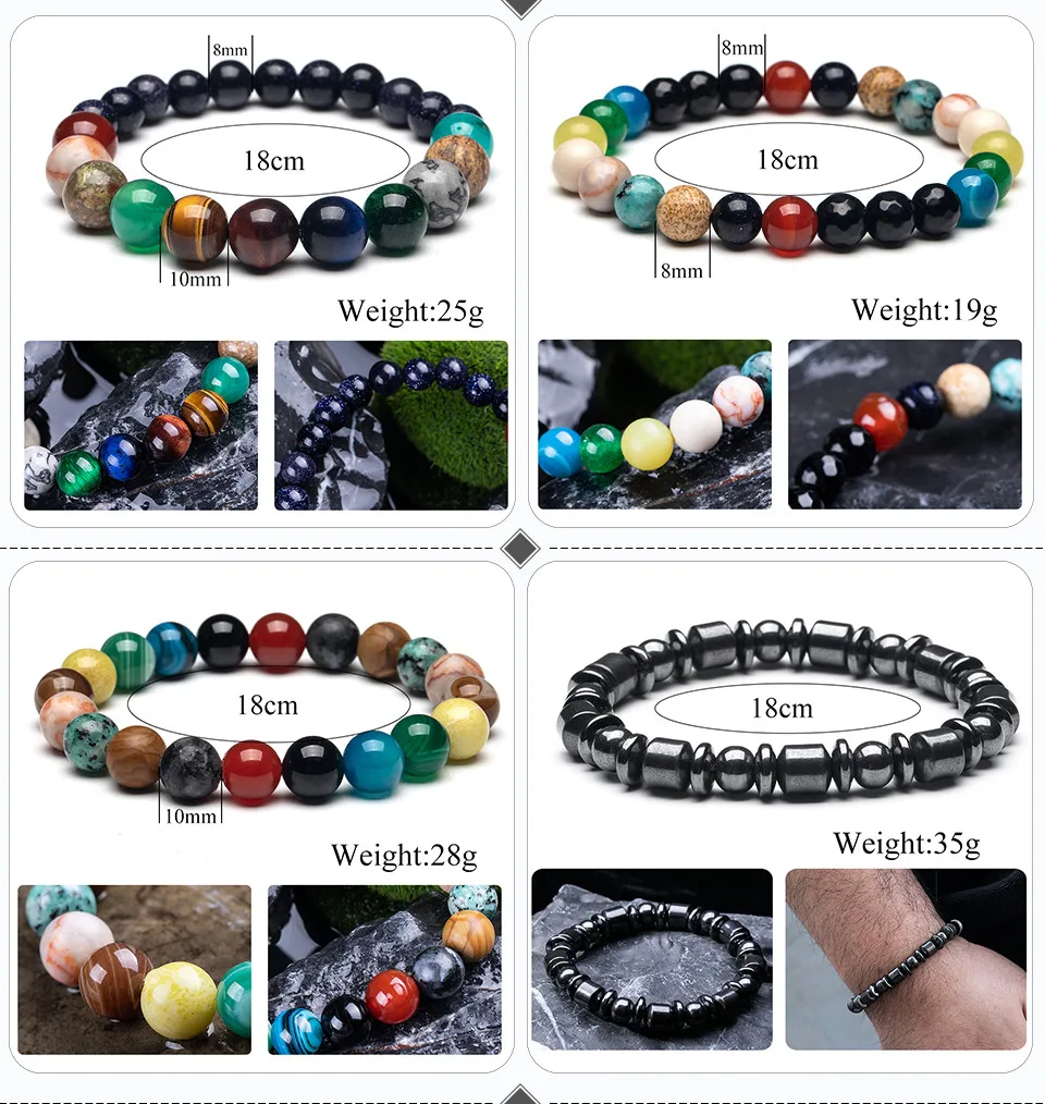 10mm8mm6mm Hematite Lava Matt Natural Stone Bracelets Bangles Bracelet Men Jewelry Strand Bracelets Wrap Bracelet Wristband  (119)