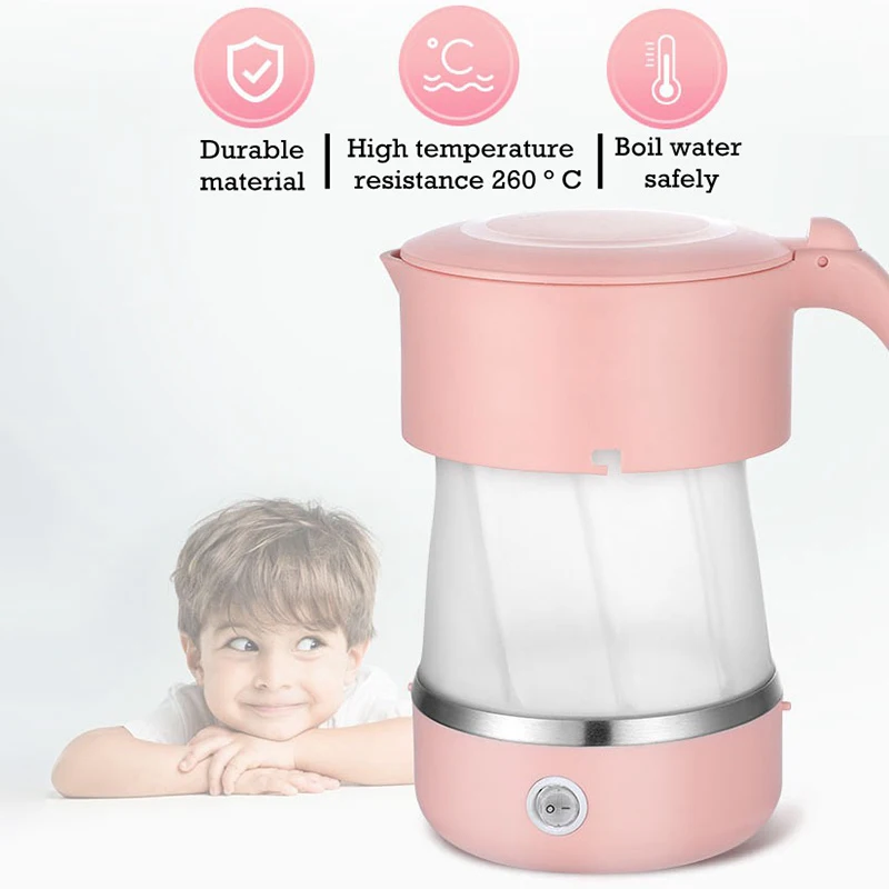 Mini Collapsible Portable Electric Kettle 600Ml Baby Silicone Global Universal Home Travel Folding Silicone Boiler Eu Plug