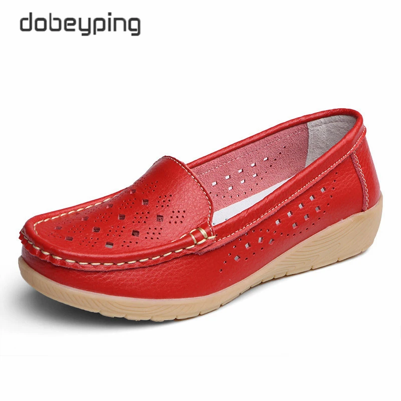 Shoes Woman Moccasins Womens Loafers Dobeyping Genuine-Leather Summer Female Hollow