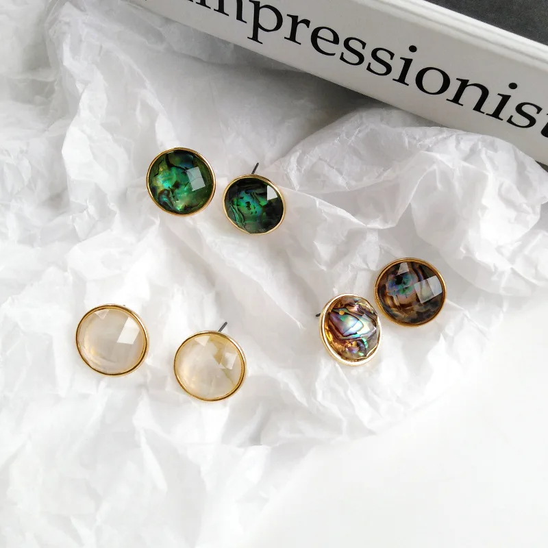 

Vintage Statement Crystal Clips on Earring Without Non Piercing Elegant Green Round Stone Clip Earrings No Pierced Ears Hole