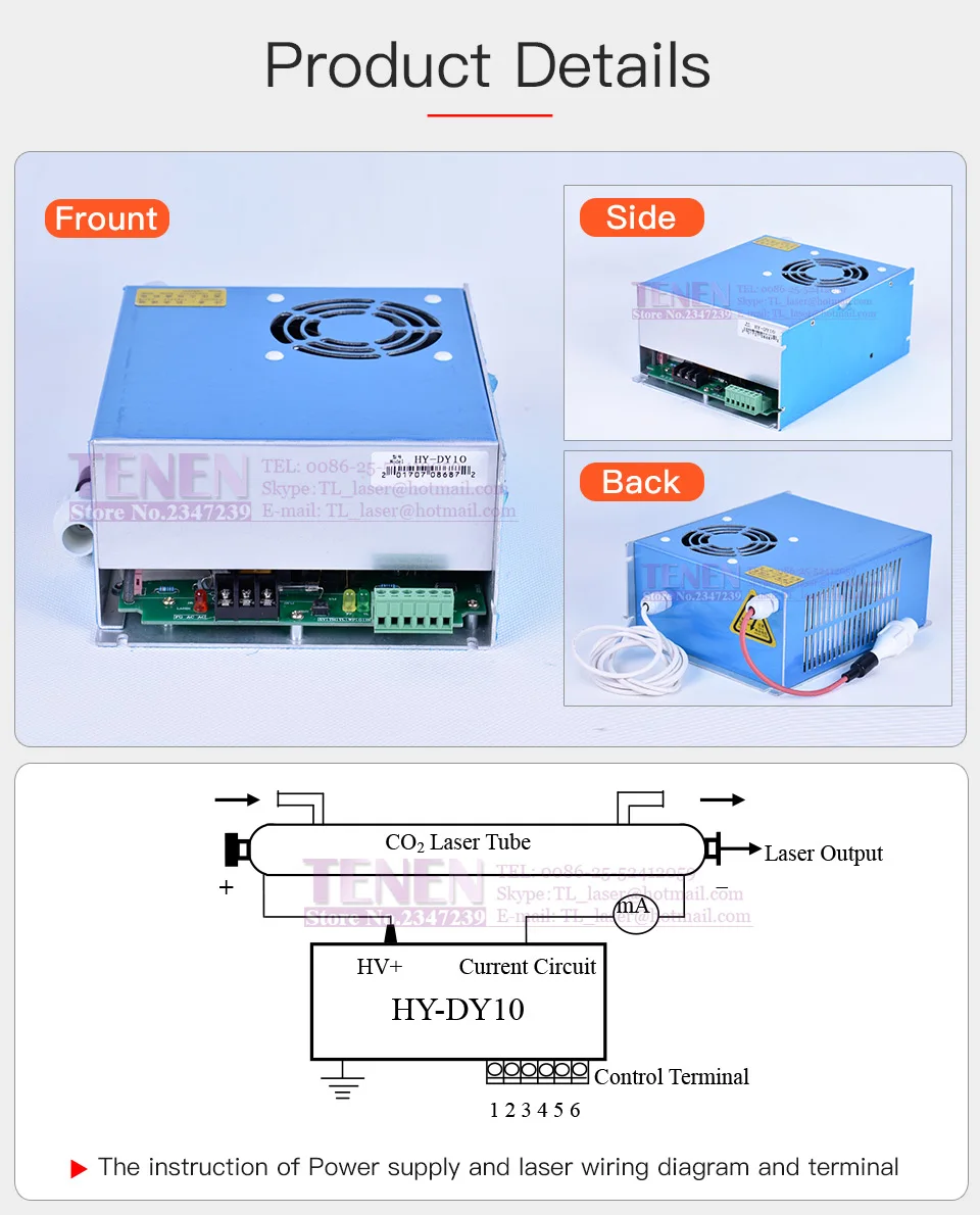 HY-DY10 80 Вт CO2 лазерной Питание для Reci W1 V2 Z2 W2 S2 трубки 110 V/220 V для лазерной гравировки, резки один год гарантии