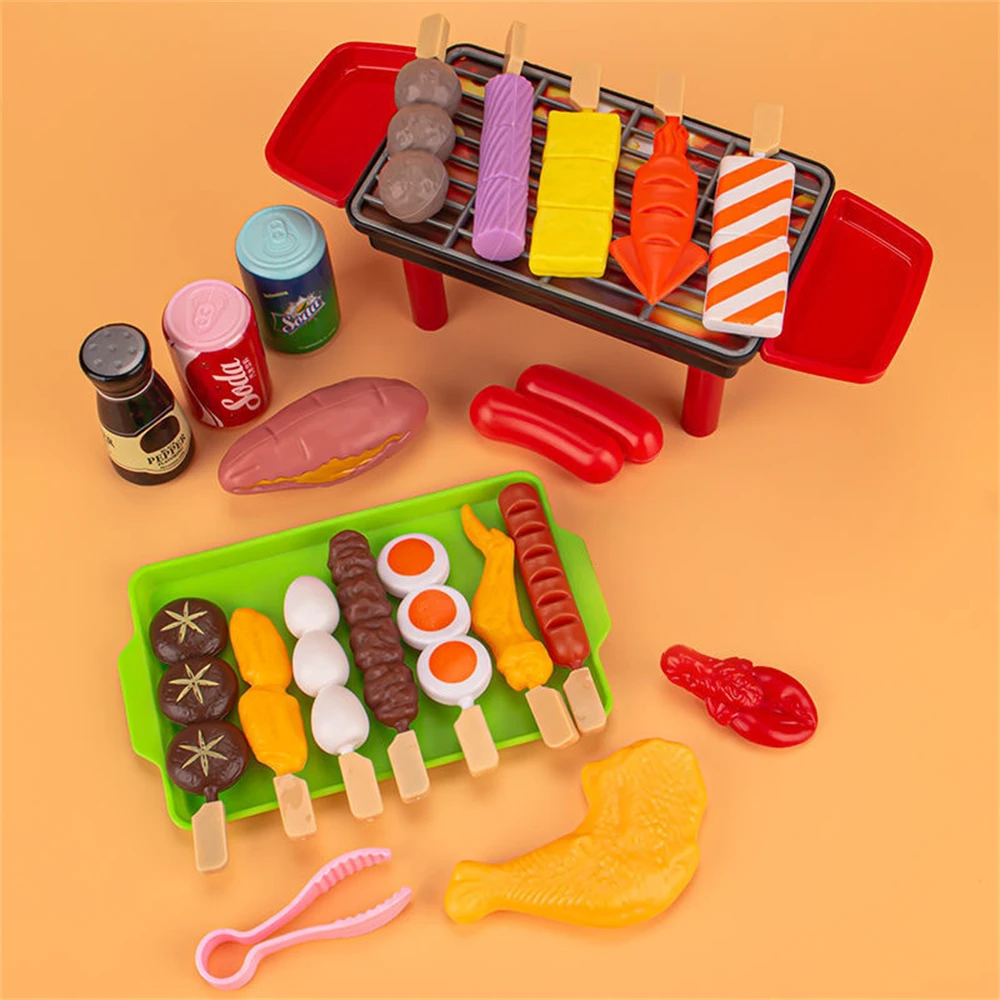 Baby Pretend Play Kitchen Kids Toys Simulation Barbecue Cookware Cooking Food Role Play Educational Gift Toys for Girls Children