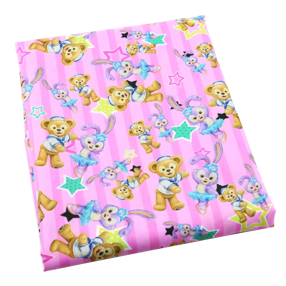 20*34cm Cartoon Rabbit Polyester Cotton Fabric patchwork Printed Fabric for Tissue Kids Home Textile for Sewing Doll Dress,c9114