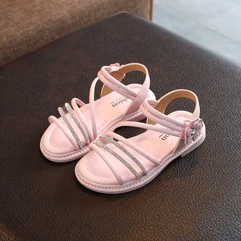 

Rhinestones Flowers 2020 Summer Shoe Girls Dress 3 4 5 6 7 8 9 10 11 12 Kid Beach Sandal For Children Princess Sandals Size 37