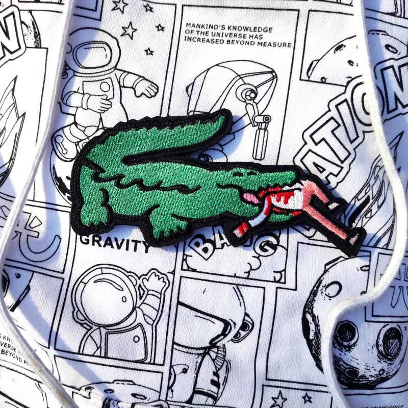 Hippie Army Crocodile Embroidery Patches For Clothes Tactical Bag Vest Velcro Punk Military Creativity Badge Stickers Applique | Дом и сад