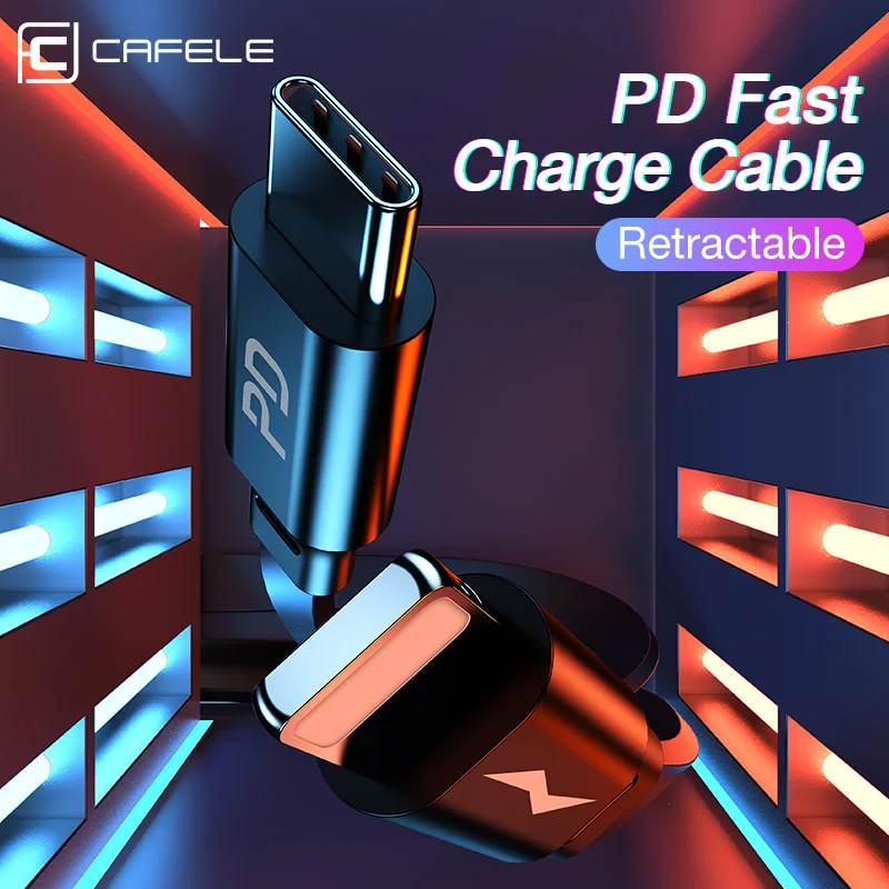 CAFELE 18 Вт PD мини Быстрая зарядка Выдвижной кабель для iPhone 11 pro Xs Max XR X 8 7 6 6s 5S plus usb type C синхронизация провода шнур