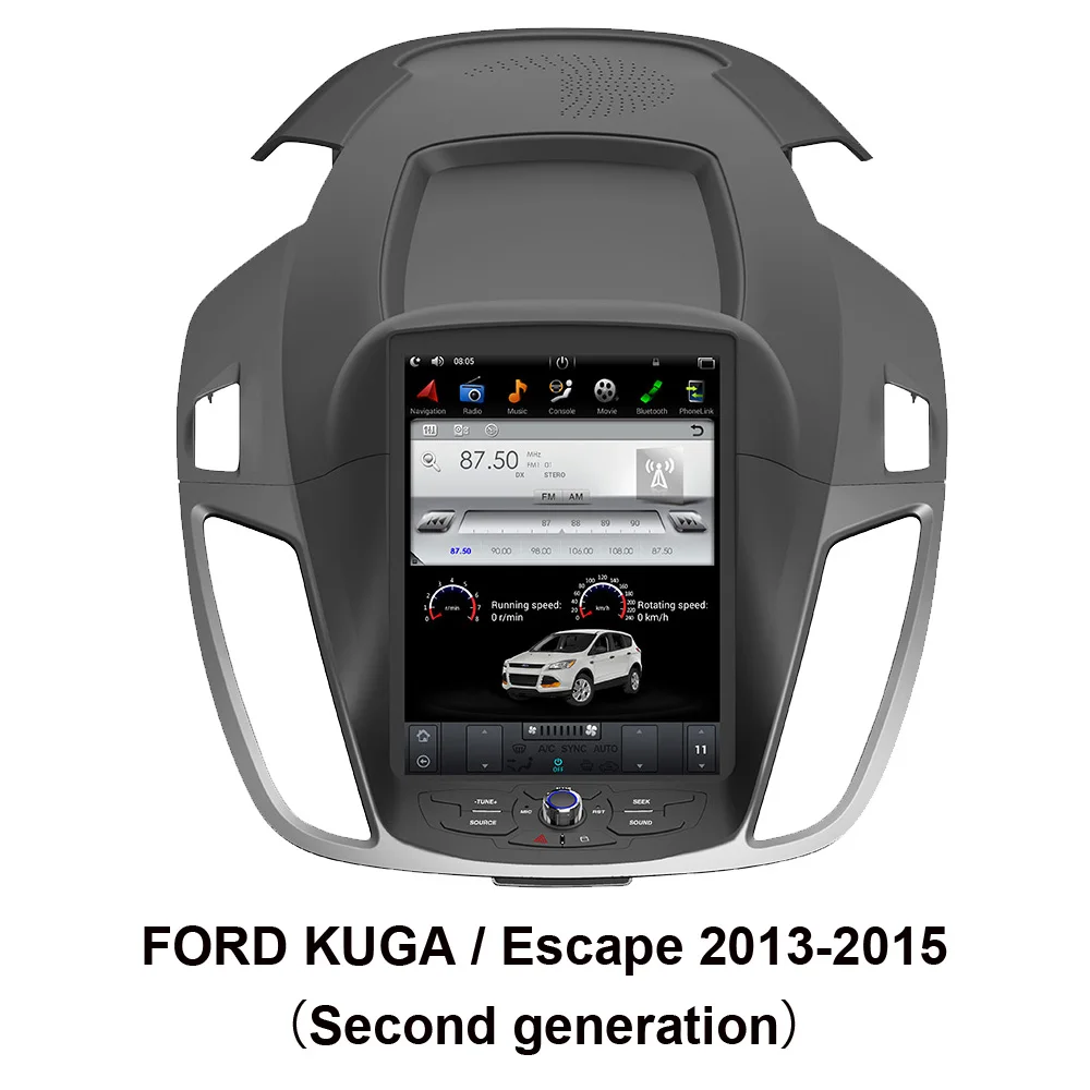 Car GPS Navigation Tesla Style Android 9.0 For FORD KUGA/Escape 2013-2015 (Second generation)Auto Radio Stereo Multimedia Player |