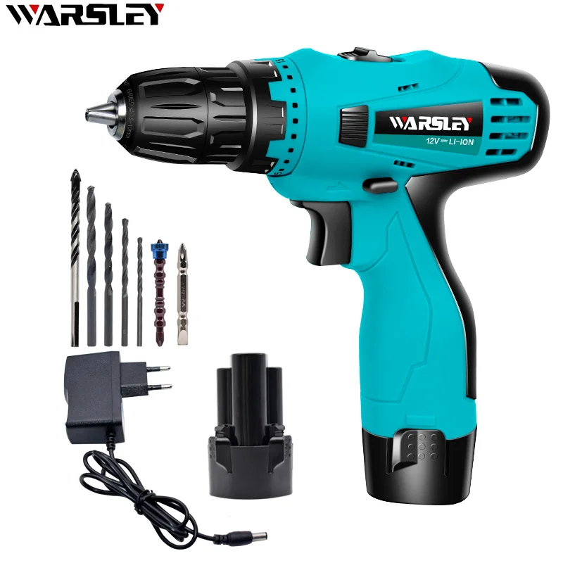 

12V Electric Screwdriver Lithium Battery Electric drill Multi-function Cordless Electric Drill Power Tools+7Accessories