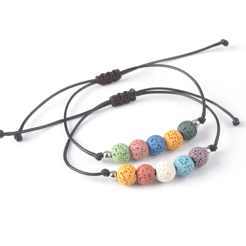 Lava Beads Mixed colors minimalist bracelet Natural Volcanic Stone Adjustable Stretch Bracelet&Bangle Jewelry beaded bracelet stone bead bracelet natural stone bracelet volcanic stone bracelet