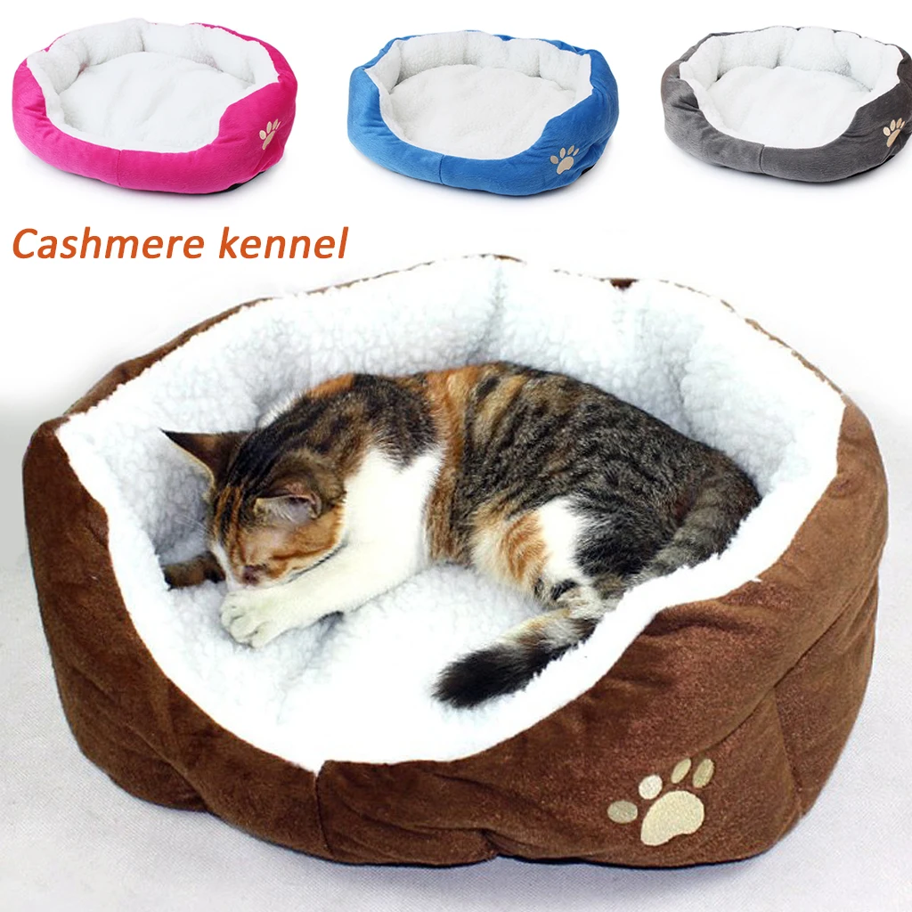 

Pet Warming Bed Dog House Soft Material Nest Round Cat Baskets Fall and Winter Warm Portable Kennel for Cat Puppy 40*50cm