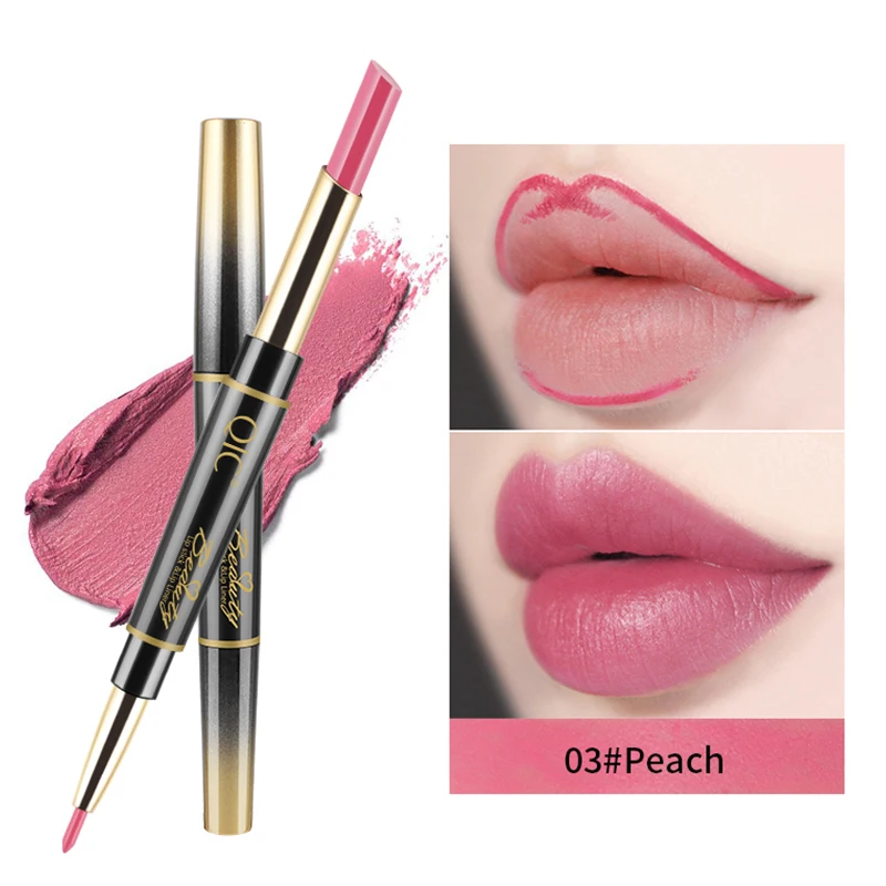 Matte Lipstick Long Lasting Lipsticks Makeup Wateproof Cosmetics Double Ended Red lipstick Lips Liner Pencil Easy to Wear