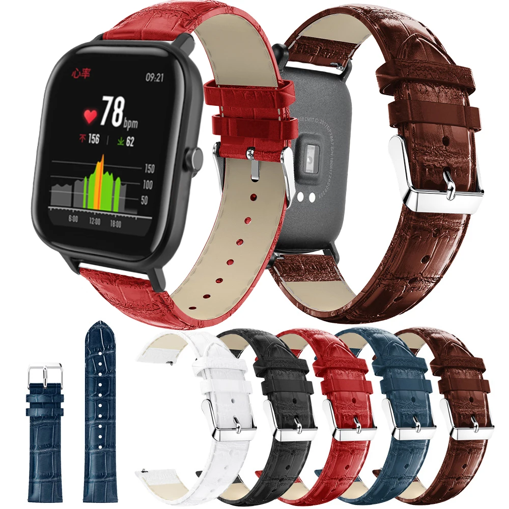 Ремешок из натуральной кожи с узором «крокодиловая кожа» для Xiaomi Huami Amazfit GTS Смарт-часы сменный Браслет ремень 20 мм ремешок для часов