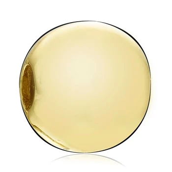 

Authentic 925 Sterling Silver Bead Charm Gold Color Signature Clip Lock Stopper Beads Fit Bracelet Bangle DIY Jewelry