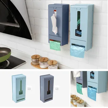 

Wall Mounted Garbage Bag Finishing Storage Box Kitchen Removable Plastic Bag Storage Container Bathroom Organizer