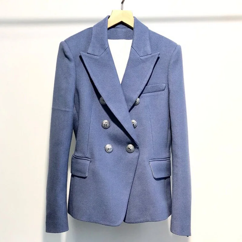 New Autumn Winter Runway Designer Blazer For Ladies Double Breasted Lion Buttons Blazer Jacket Coat