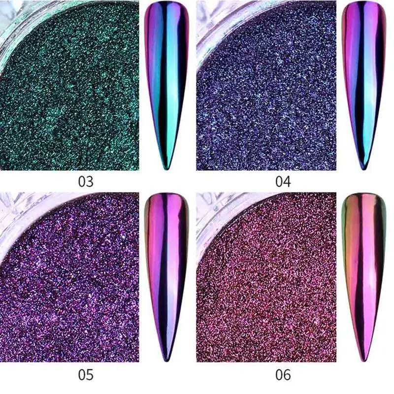 0.3g Chameleon Nail Art Glitters Magic Mirror Powder Chrome Pigment Manicure Nails Tips Decoration UV Gel Polish New Laser Dust