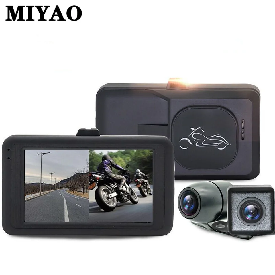 Мотоцикл DVR камера HD 720P 3 дюйма водонепроницаемый передний задний двойной объектив камера для вождения видео рекордер циклическая запись камера - Название цвета: Черный