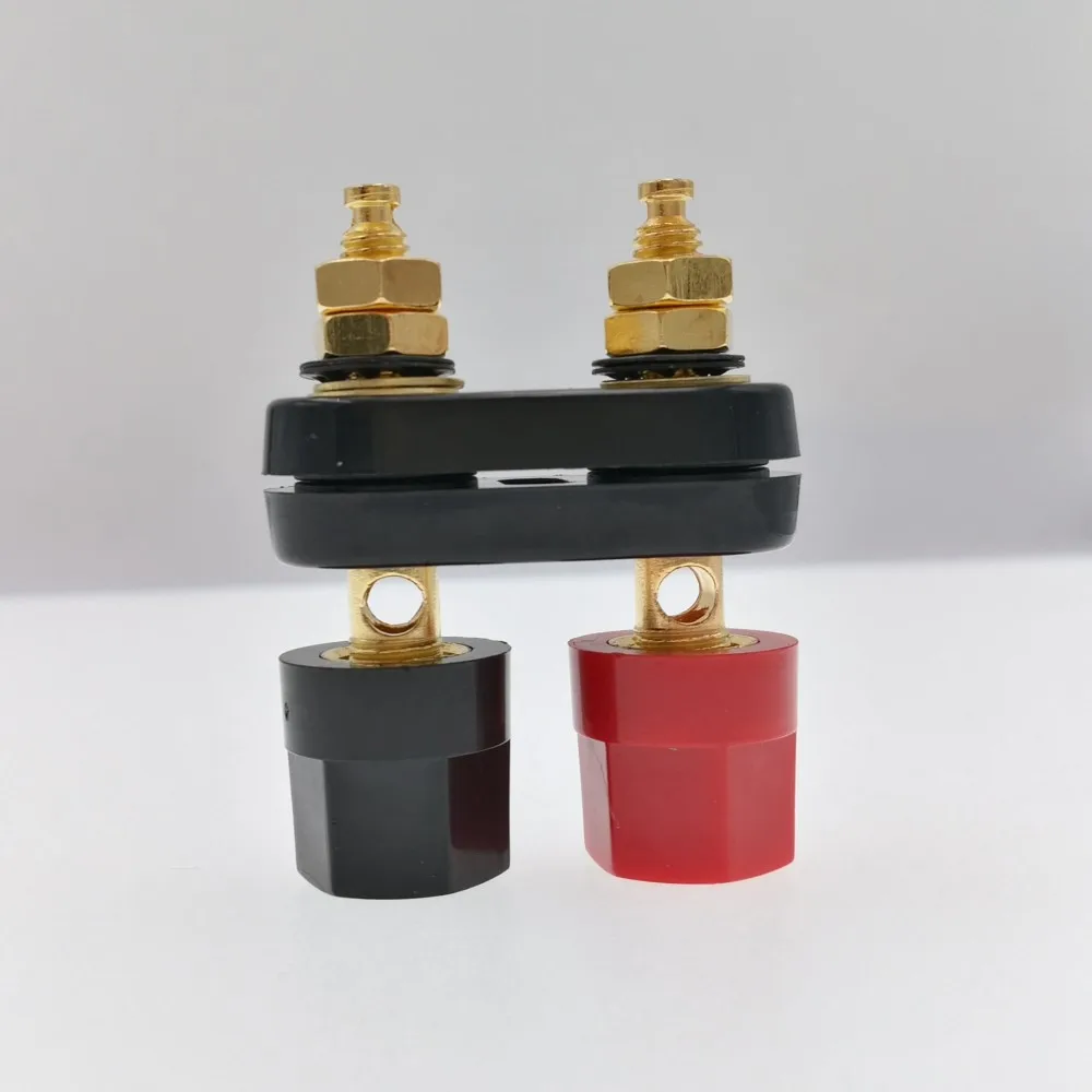 Dual Gold Speaker Binding Posts Terminal - 4mm Sockets for Banana Plugs - 2 Way (10)