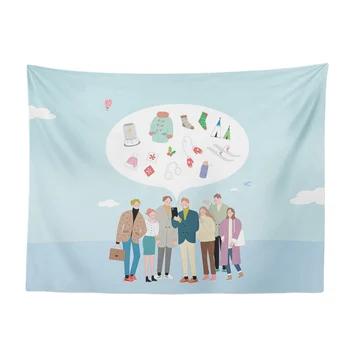 

Funny Family Christmas Tapestry Sleigh Snowman Snowflake Bonfire Carpet Crystal Ball Christmas Tree Home Decoration Wall Hanging