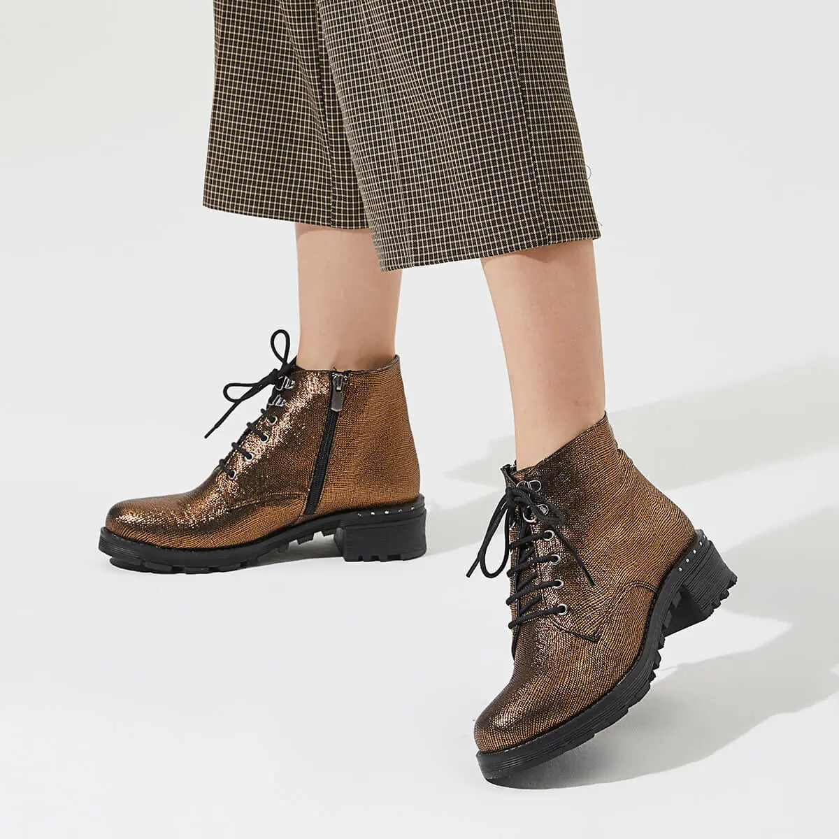 Женские ботинки из кожи медного цвета FLO TOFY88Z | Обувь