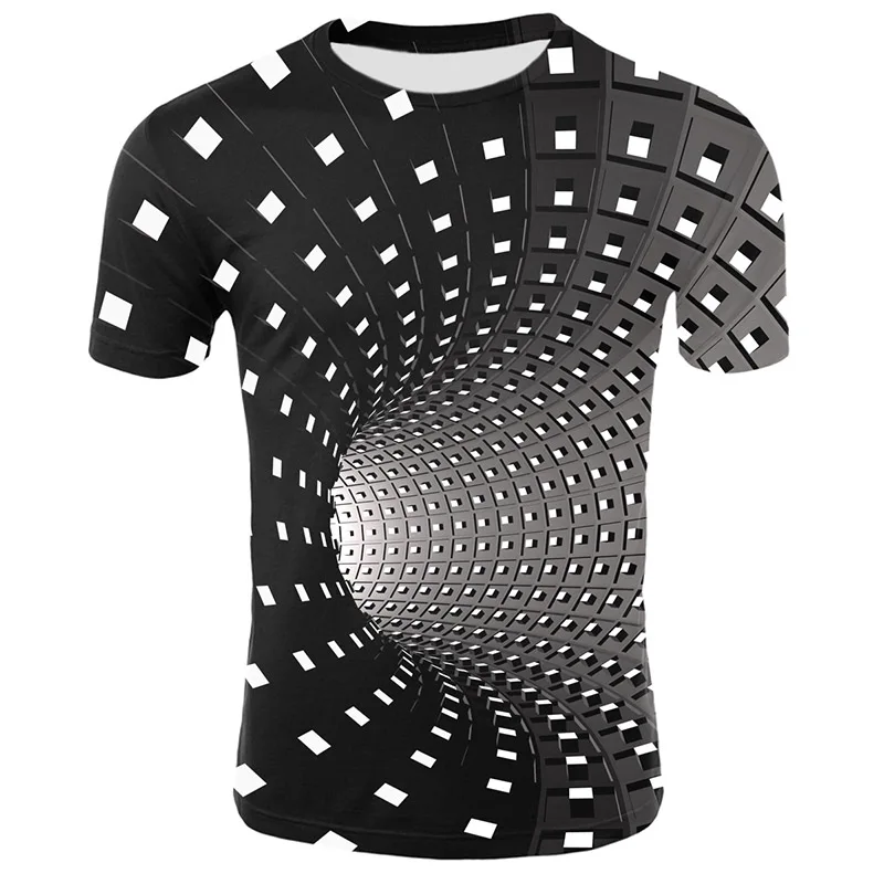 Мужская женская футболка с коротким рукавом, 3D вихревой принт, Оптическая иллюзия гипноза, футболки, топы EIG88