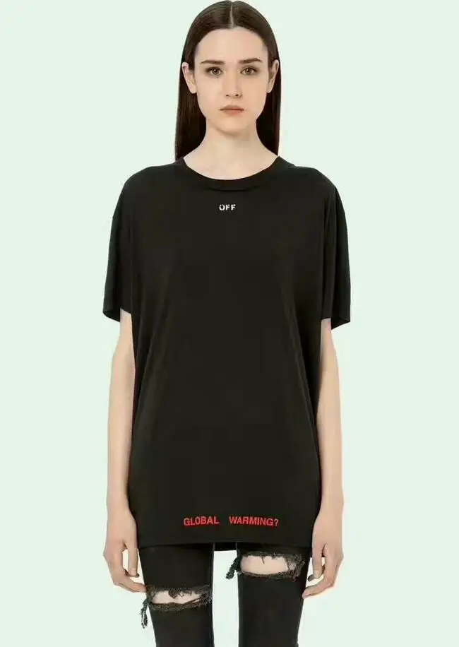 Новинка 19SS Off-White OW вишневые модели унисекс для влюбленных пар хлопковая модная футболка с короткими рукавами и круглым вырезом