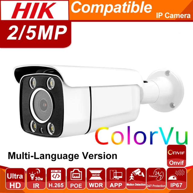 $US $59.40 1080P 5MP ColorVu Hikvision Compatible Bullet POE IP Camera Security Camera IR 30m  H.265 Plug&play with Hikvision NVR